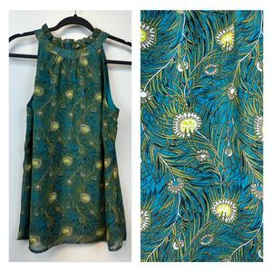 LIBERTY OF LONDON for Target Peacock Feather Halter Top Blouse, Sz S